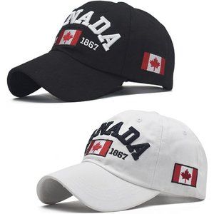 2 Pack Canada Baseball Cap Day Embroidered Maple Leaf Flag Golf Hat for Unisex